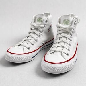 Converse Chuck Taylor Hi Top Shoe White Red Stripe Women 3.5 Men 5.5 Monogram
